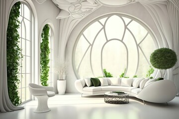 Modern living room, white, luxury, Generative AI