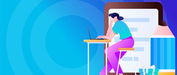 Quiet reading character flat vector concept operation hand drawn illustration
