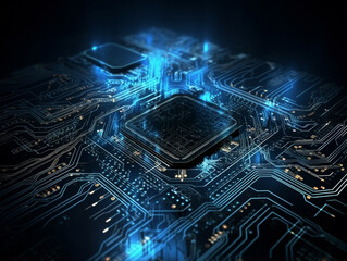 Abstract futuristic circuit board, digital technology background, ai generative