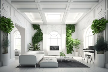 Plakat Modern living room, white, luxury, Generative AI