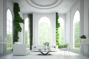 Modern living room, white, luxury, Generative AI