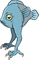 An isolated biped fish creature. Vector Illustration