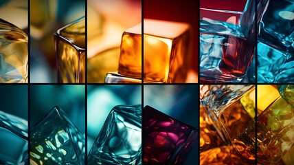 Collage of Modern Glass Art. Generative AI