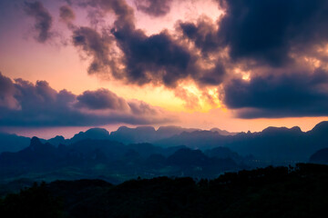 Beautiful landscape in the mountains at sunrise
