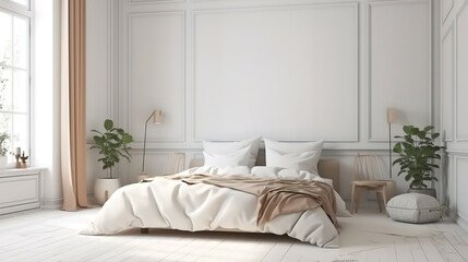 3d render of a bedroom. Generative Ai