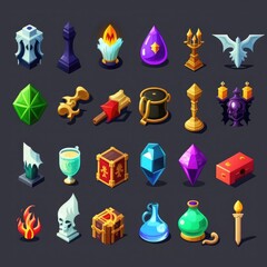 gold rpg 2d game icons ai generated