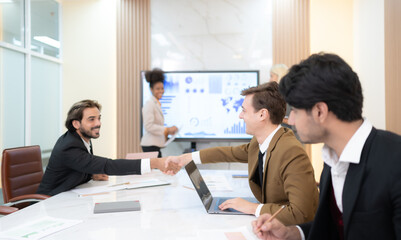 Group of young businessmen in international companies, Meeting to conclude a new responsible project.