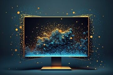 Low poly, Monitor of computer, abstract, Generative AI