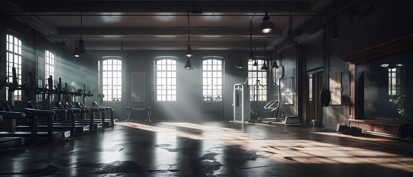 sun shining into a gym