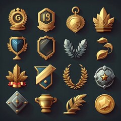 gui game medal achievement 2d ai generated - obrazy, fototapety, plakaty