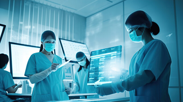 Female researchers carrying out scientific research in a laboratory, a team of professional doctors