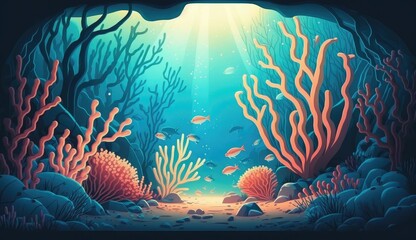 underwater sea landscape marine plants ai generated