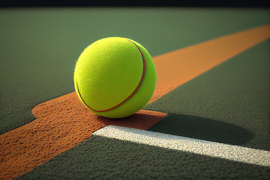Tennis ball on the ground. Generative Ai