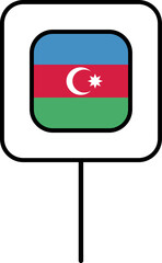 Azerbaijan flag square pin icon.