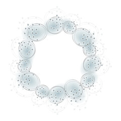 abstract bubbles wreath, garland with light blue dandelions, line art circlet