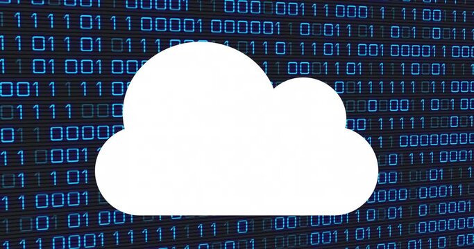 Animation of cloud icon over binary coding