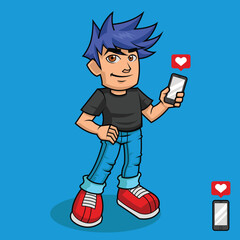 Man with smartphone. In colors.