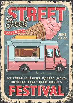 Food truck vintage flyer colorful