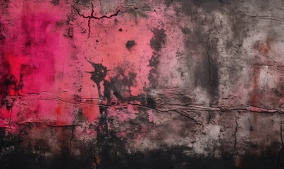 Black red rough surface, pink magenta cement background, generative AI