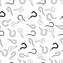 Seamless pattern with hand-drawn question marks. Illustration on transparent background