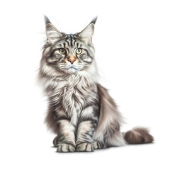 illustration of a Maine Coon on transparent background