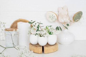 Composition with Easter decor. Easter eggs