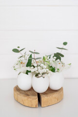 Composition with Easter decor. Easter eggs