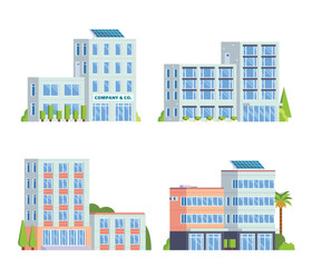 Vector element collection of office building with diverse architecture. flat design style for city illustration