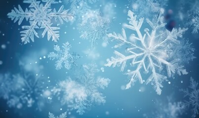 Ice blue water snowflake winter background, generative AI