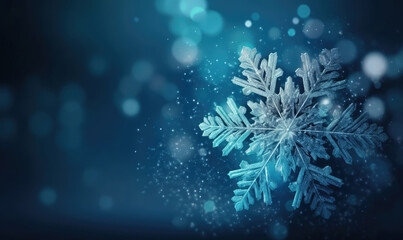 Fototapeta na wymiar Ice blue water snowflake winter background, generative AI