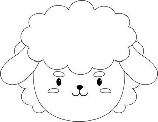 Sheep Cartoon Face Line Illustration