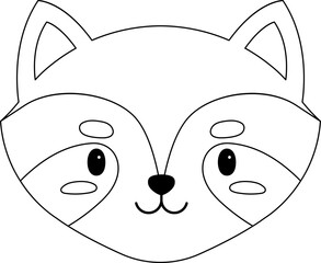 Raccoon Cartoon Face Line Illustration