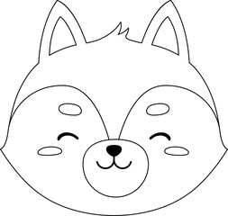Squirrel Cartoon Smile Face Line Illustration