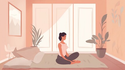 Obraz premium Yoga Illustration Meditation Wellness Mindfullness