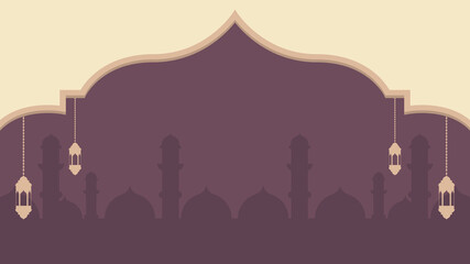 vintage islamic arch background in pastel color with lantern