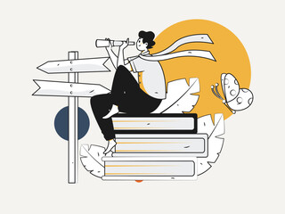 Quiet reading character flat vector concept operation hand drawn illustration
