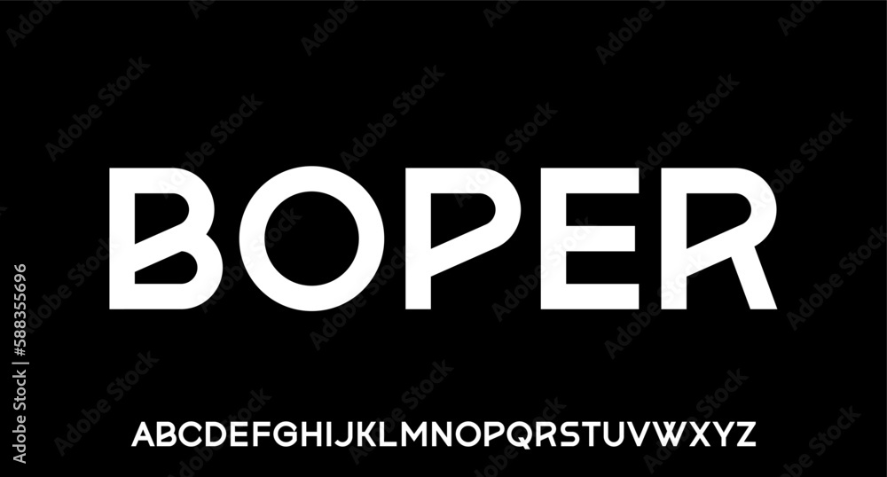 Wall mural boper, futuristic modern geometric font