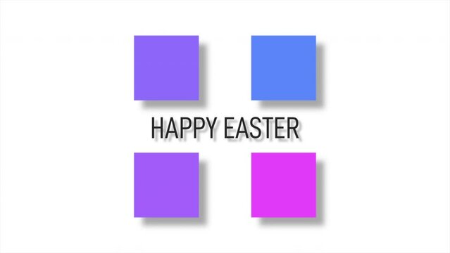 Happy Easter with colorful cubes pattern on white gradient, motion abstract holidays, minimalism and promo style background