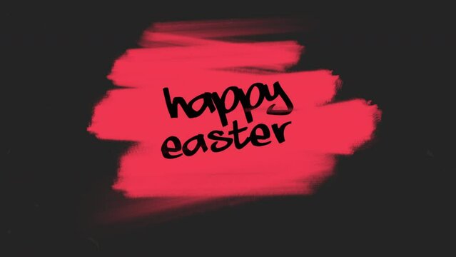 Happy Easter with red brush on fashion black gradient, motion abstract holidays, spring and promo style background