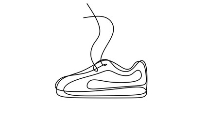 Shoe one line drawing continuous hand drawn