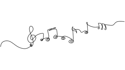 Music notes continuous line drawing.