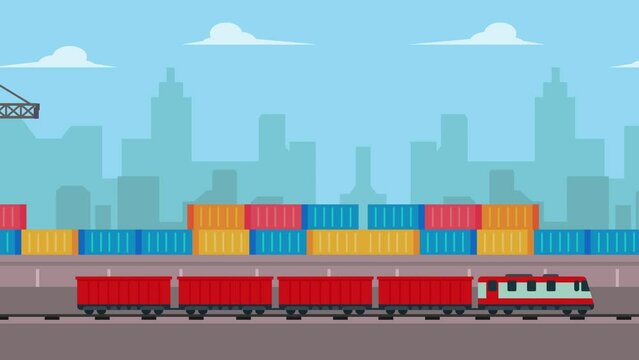 Seamless loop train with container industrial port