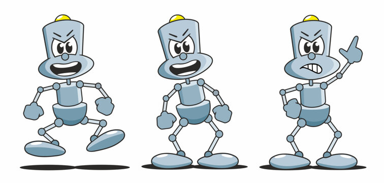 Cartoon niedlicher Roboter, ist wütend und verärgert