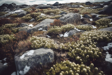 Obraz premium Alpine Tundra Ecosystem. Generative AI