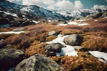 Fototapeta na wymiar A Stunning Alpine Tundra Landscape. Generative AI