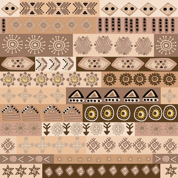 African symbols and motifs seamless pattern