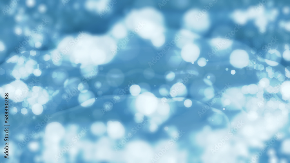 Poster light blue silver winking delicate lines with bokeh backdrop - abstract 3d rendering