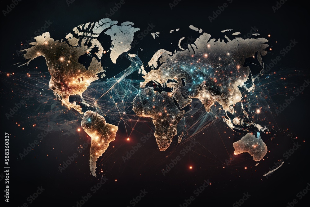 Poster interconnected nations: widespread global communication through the internet generative ai
