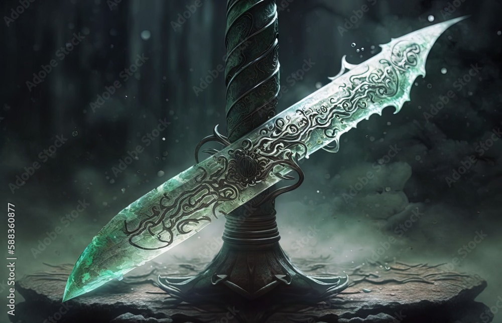 Poster sword serpentine: a mystical dagger devastating to adversaries generative ai