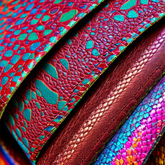 multicolored abstract snake  leather skin  pattern   background with generative AI technology
